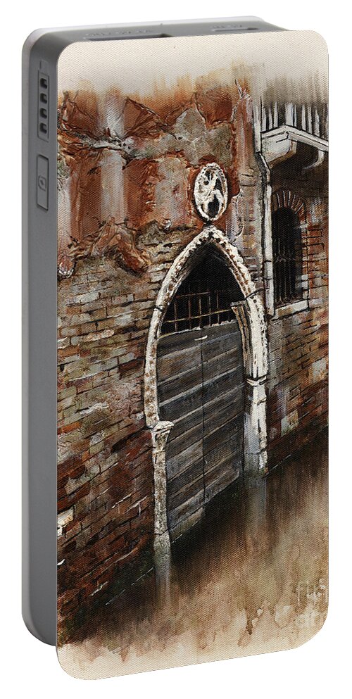 Venice Portable Battery Charger featuring the painting Venetian Door 03 Elena Yakubovich by Elena Daniel Yakubovich