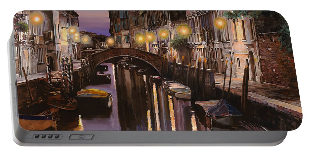 Venice Portable Battery Charger featuring the painting crepuscolo a Venezia by Guido Borelli