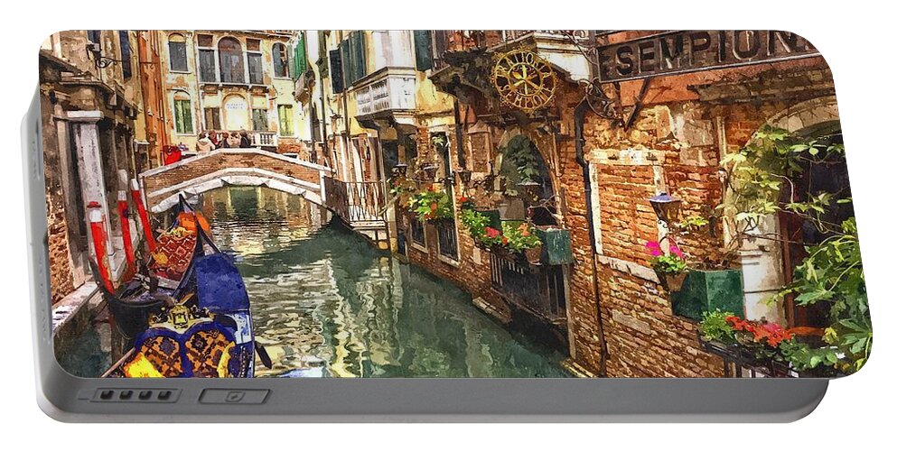 Venice Portable Battery Charger featuring the painting Venice Canal Serenity by Gianfranco Weiss