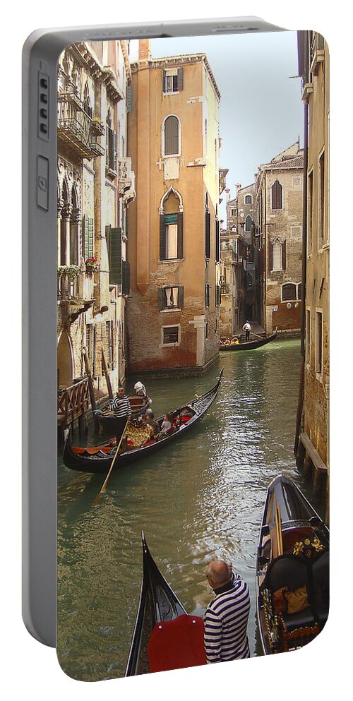 Europe Portable Battery Charger featuring the photograph Venice Gondolas by Karen Zuk Rosenblatt