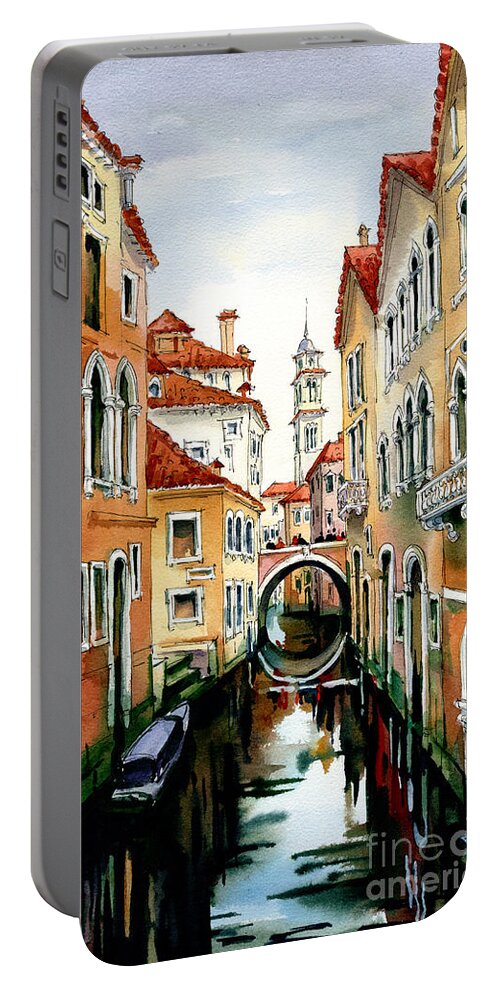 Venice Portable Battery Charger featuring the painting Venice in March by Maria Rabinky