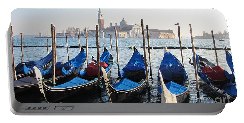 Venice Portable Battery Charger featuring the photograph Gondolas in Venice #1 by Marguerita Tan