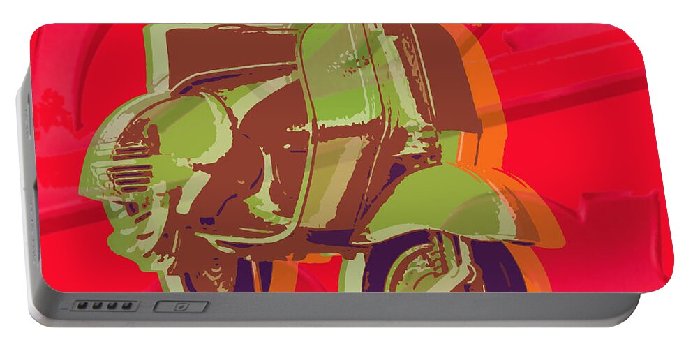 Vespa Portable Battery Charger featuring the digital art Vespa by Jean luc Comperat