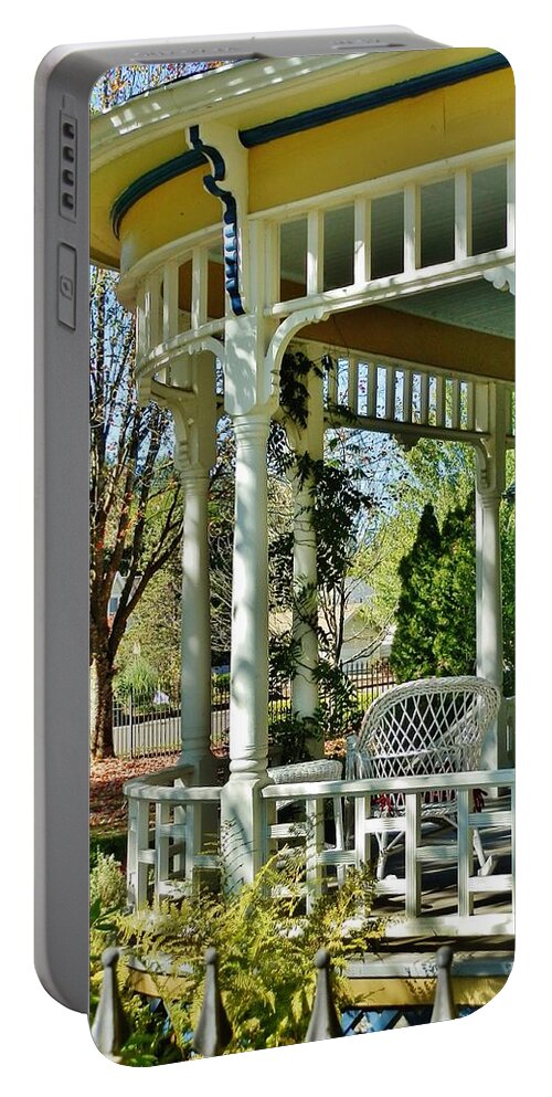 Wood Porch Portable Battery Charger featuring the photograph Victorian Rounded Porch by VLee Watson