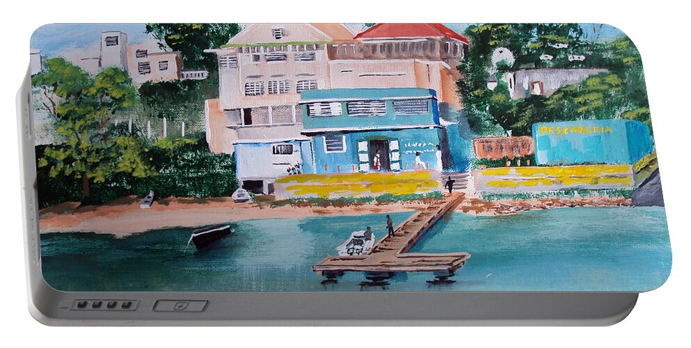 Vieques Portable Battery Charger featuring the painting Vieques Puerto Rico by Luis F Rodriguez