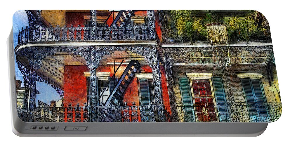 New Orleans Portable Battery Charger featuring the photograph Vieux Carre' Balconies by Tammy Wetzel