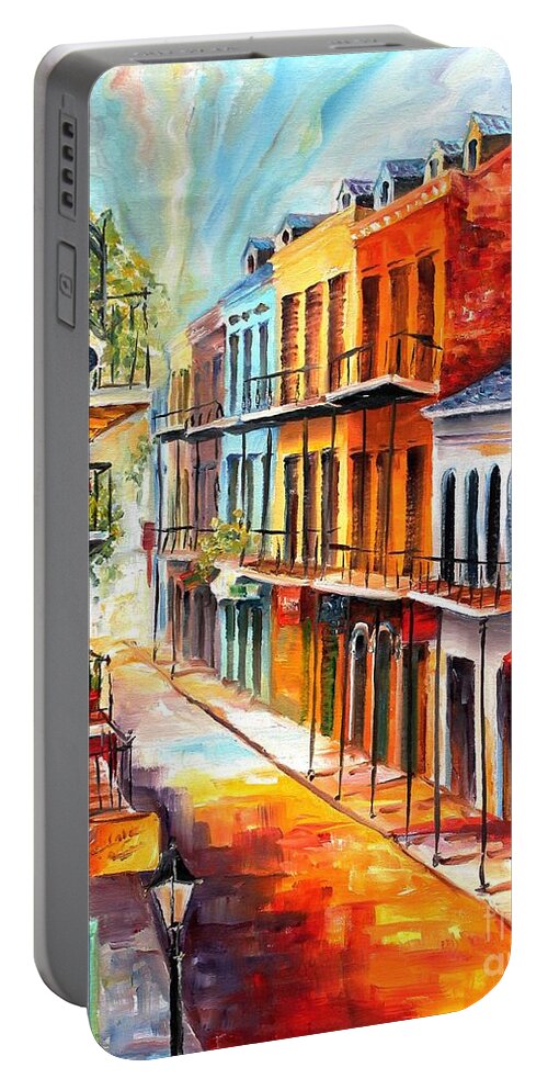 New Orleans Portable Battery Charger featuring the painting View from a French Quarter Window by Diane Millsap