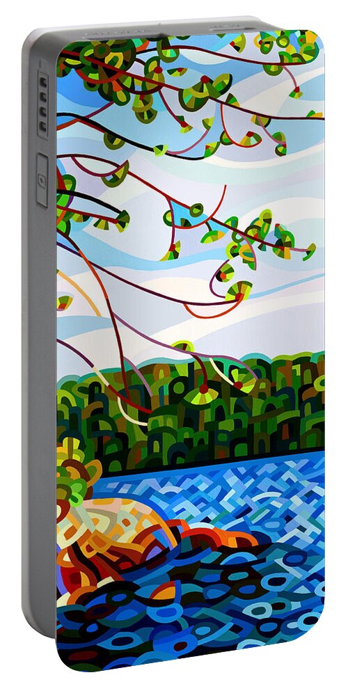 Abstract Portable Battery Charger featuring the painting View From Mazengah by Mandy Budan