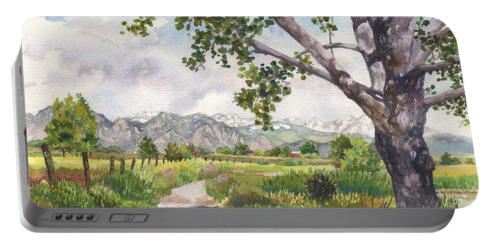 Colorado Landscape Painting Portable Battery Charger featuring the painting View from Stearns Lake by Anne Gifford