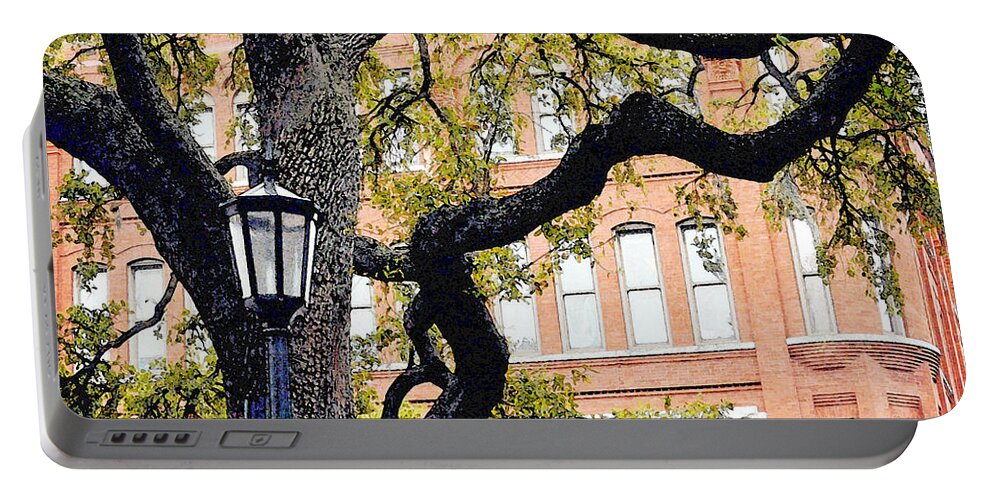 Street Lamp Portable Battery Charger featuring the photograph View From The Square by Lydia Holly