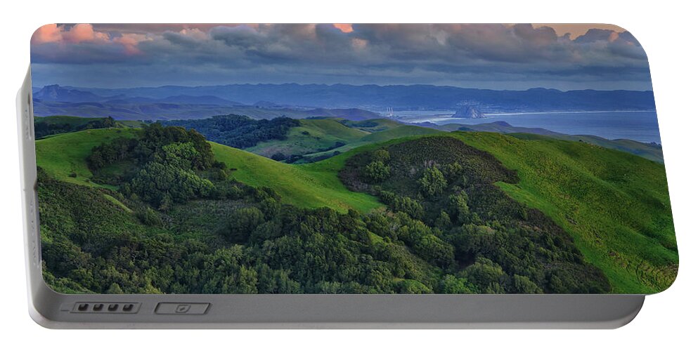 Sunset Portable Battery Charger featuring the photograph View of Morro Bay by Beth Sargent