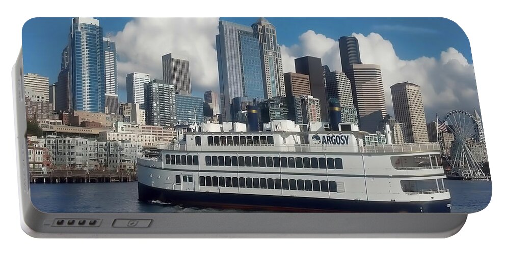 Transportation Portable Battery Charger featuring the photograph View of the Seattle Waterfront by Cathy Anderson