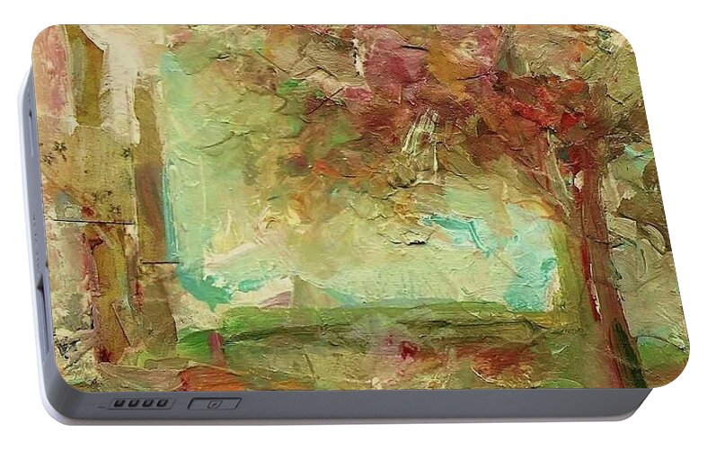 Landscape Portable Battery Charger featuring the painting Villa by Mary Wolf