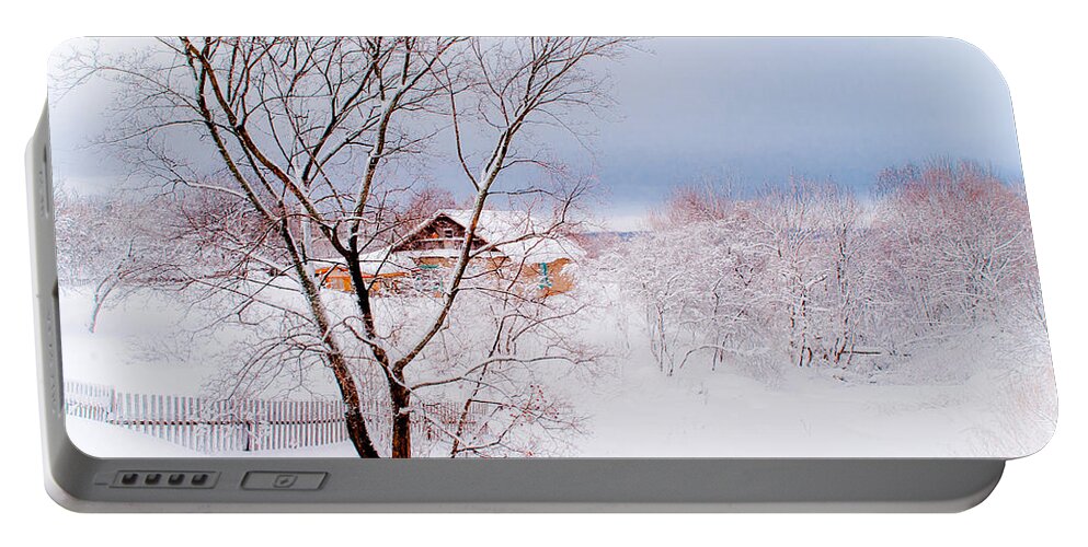 Jenny Rainbow Fine Art Photography Portable Battery Charger featuring the photograph Village under the Snow. Russia by Jenny Rainbow