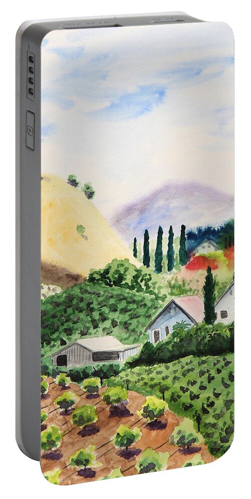 Vineyard Portable Battery Charger featuring the painting Vineyard by Masha Batkova
