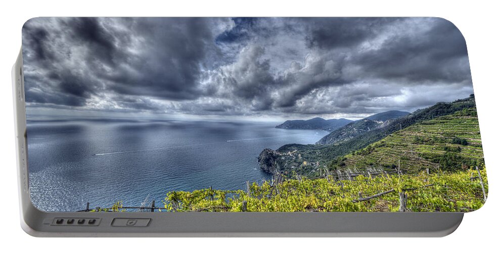 Europe Portable Battery Charger featuring the photograph Vineyards above Cinque Terre by Matt Swinden