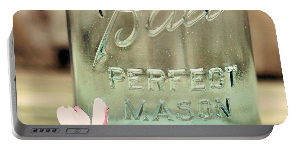 Vintage Ball Perfect Mason Blue Portable Battery Charger featuring the photograph Vintage Ball Perfect Mason by Terry DeLuco