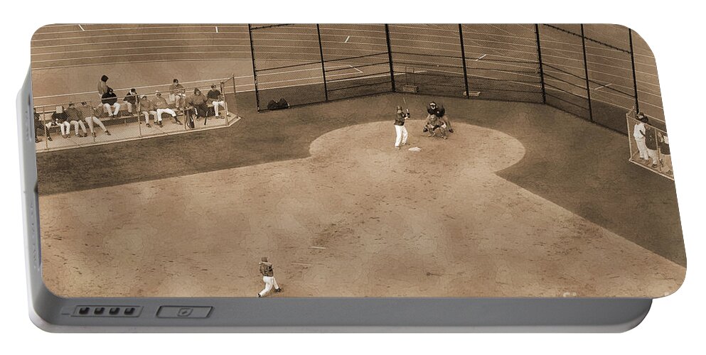 Baseball Portable Battery Charger featuring the photograph Vintage baseball playing by RicardMN Photography
