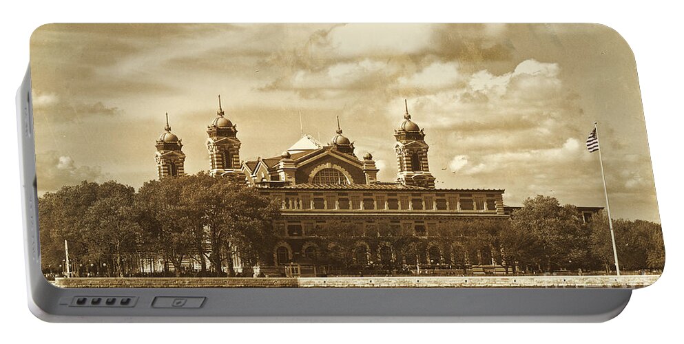 Nyc Portable Battery Charger featuring the photograph Vintage Ellis Island by Eleanor Abramson