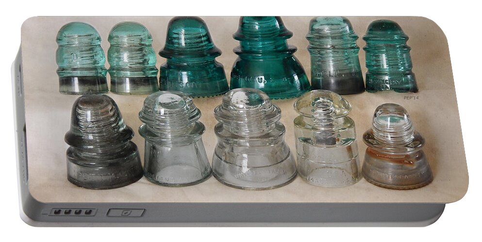 Vintage Glass Portable Battery Charger featuring the photograph Vintage Glass Insulators by Phil Perkins
