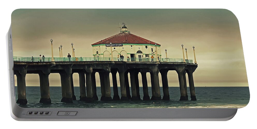 Manhattan Beach Portable Battery Charger featuring the photograph Vintage Manhattan Beach Pier by Kim Hojnacki