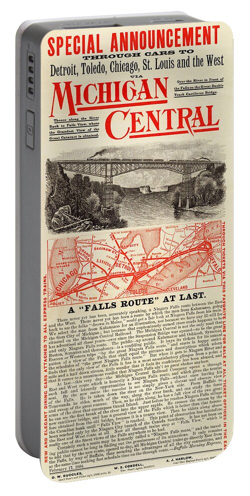Railroad Portable Battery Charger featuring the photograph Vintage Railroad Ad 1884 by Andrew Fare