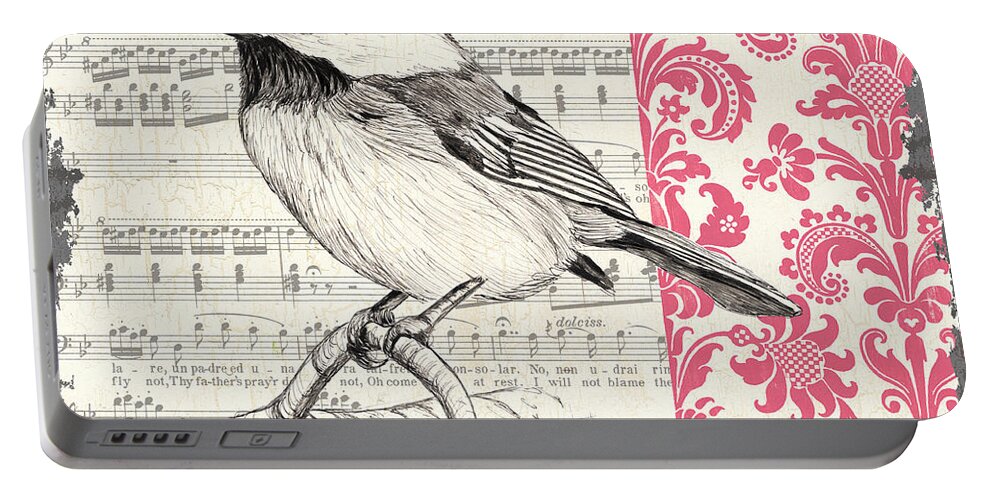 Bird Portable Battery Charger featuring the painting Vintage Songbird 3 by Debbie DeWitt