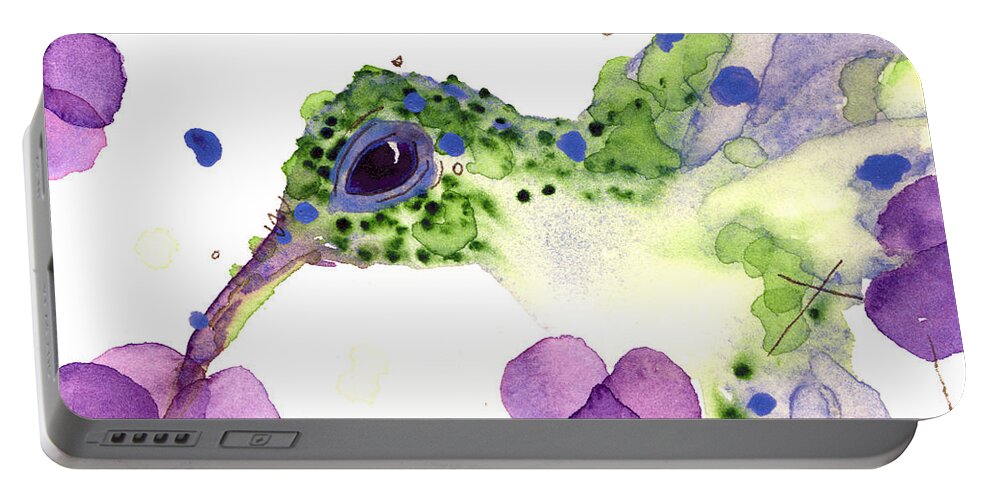 Hummingbird In Flowers Portable Battery Charger featuring the painting Violet by Dawn Derman