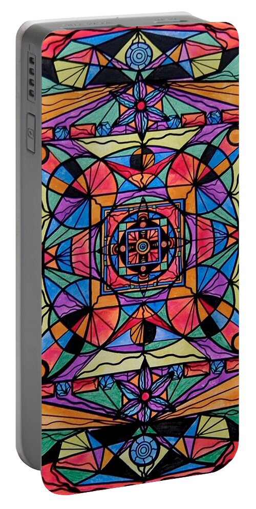 Frequency Painting Portable Battery Charger featuring the painting Voice Dialogue The One by Teal Eye Print Store