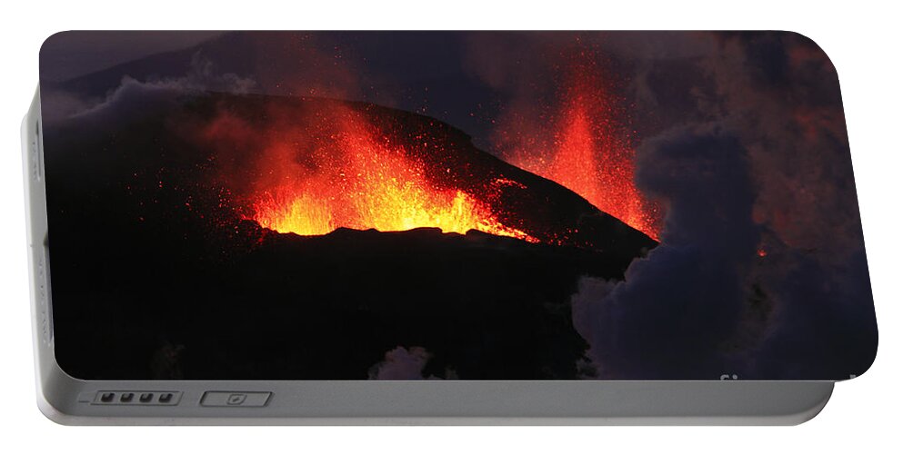 Sunset Portable Battery Charger featuring the photograph Volcanic Eruptions by Gunnar Orn Arnason