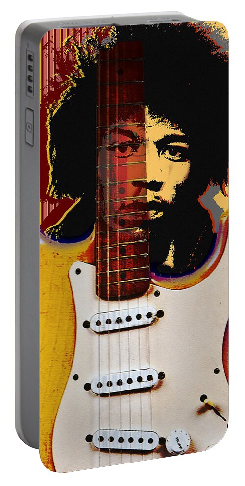  Jimi Hendrix Portable Battery Charger featuring the digital art Jimi Hendrix Electric Guitarist by Larry Butterworth