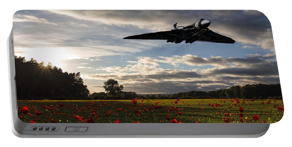 Vulcan Bomber Poppy Portable Battery Charger featuring the digital art Vulcan History by Airpower Art