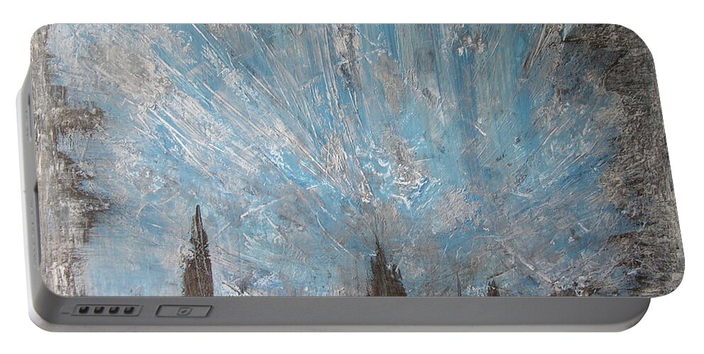 Acryl Painting Structured Portable Battery Charger featuring the painting W2 - smog by KUNST MIT HERZ Art with heart