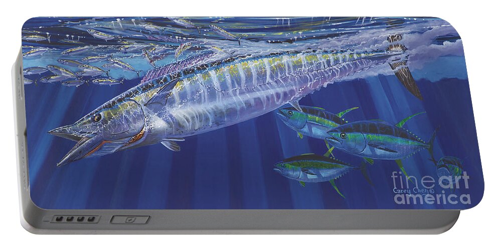 Wahoo Portable Battery Charger featuring the painting Wahoo surprise Off0037 by Carey Chen