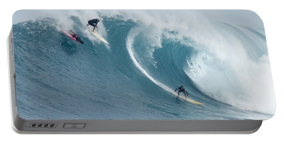 Surf Portable Battery Charger featuring the photograph Waimea Surfers by Sean Davey