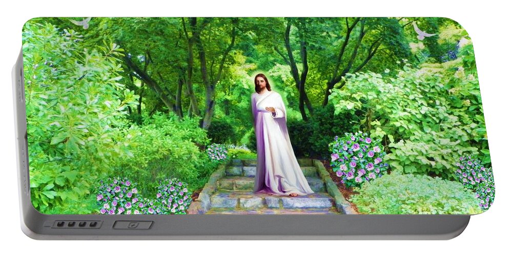 Jesus Portable Battery Charger featuring the painting Waiting For You by Susanna Katherine