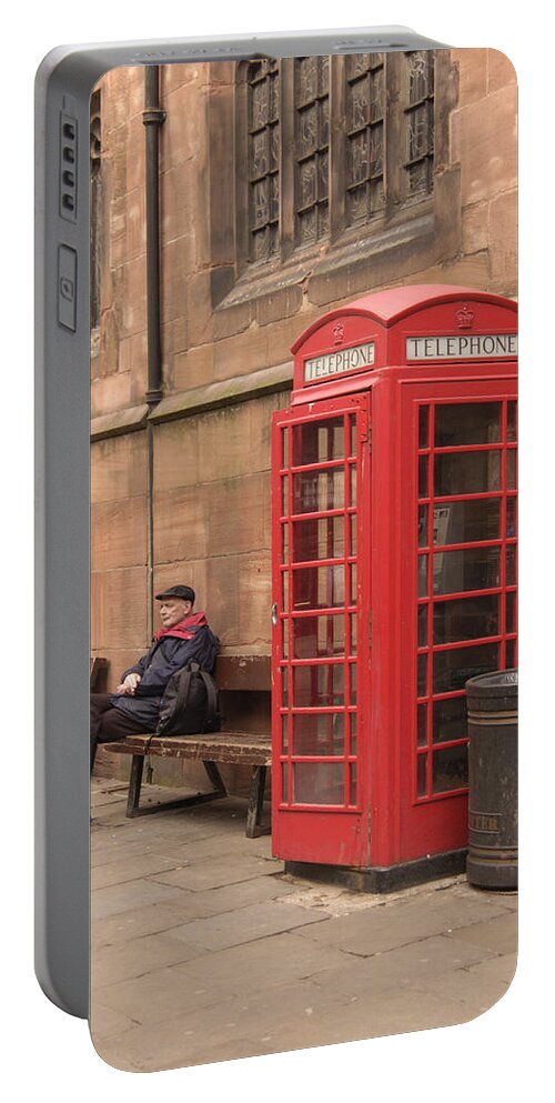 Telephone Booth Portable Battery Charger featuring the photograph Waiting on a Call by Mike McGlothlen