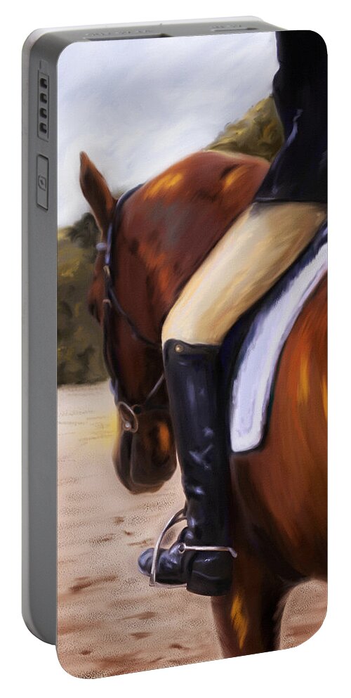 Dressage Portable Battery Charger featuring the painting Waiting Our Turn by Michelle Wrighton