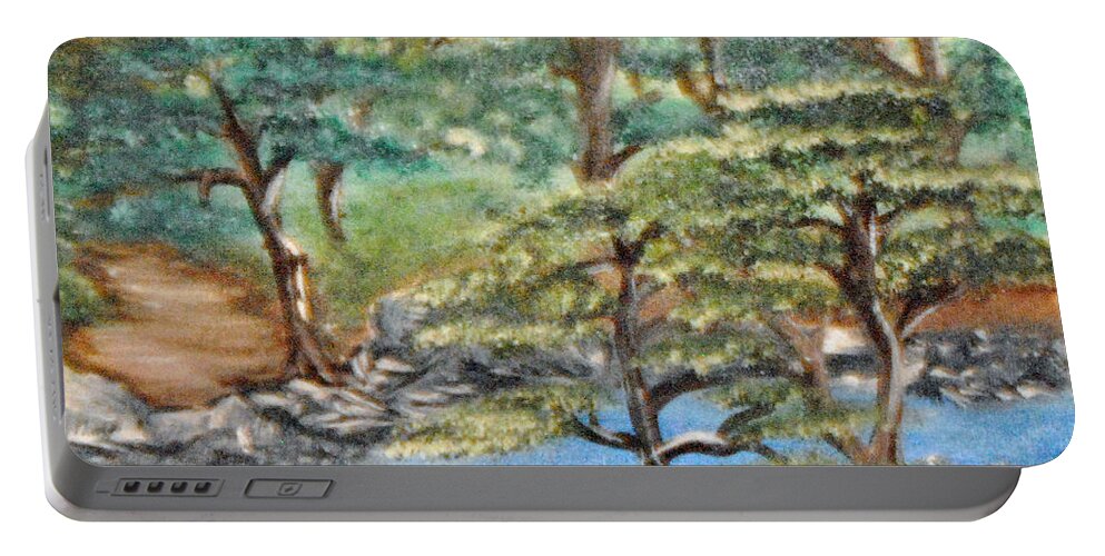 Tress Portable Battery Charger featuring the painting Walk in Faith by Suzanne Surber