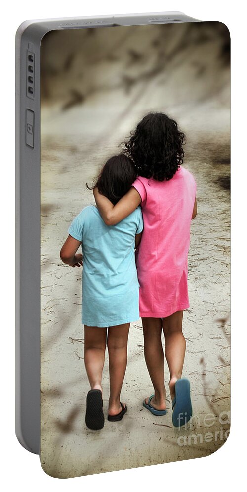 Abandoned Portable Battery Charger featuring the photograph Walking Girls by Carlos Caetano