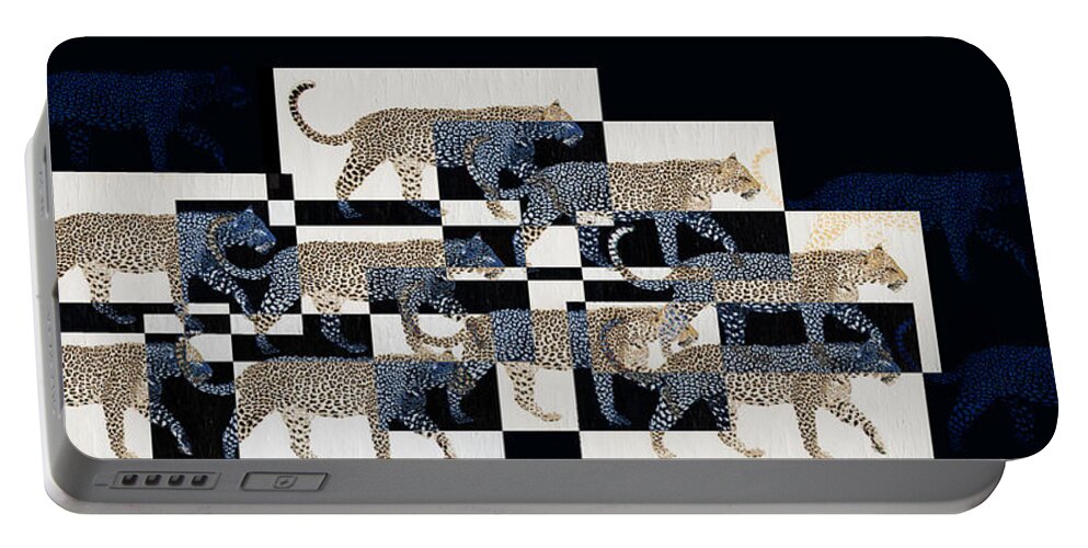 Leopard Portable Battery Charger featuring the painting Walking With Ghosts by Stephanie Grant