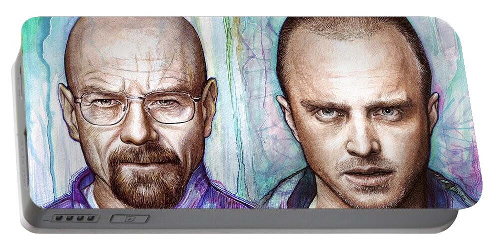 Breaking Bad Portable Battery Charger featuring the painting Walter and Jesse - Breaking Bad by Olga Shvartsur