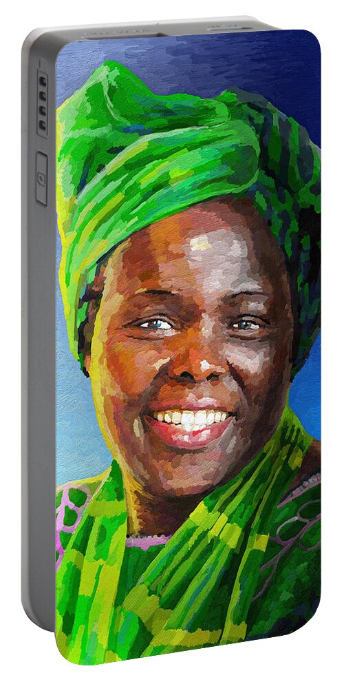 Trees Portable Battery Charger featuring the painting Wangari Maathai by Anthony Mwangi