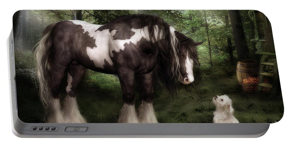 Gypsy Vanner Horse Portable Battery Charger featuring the digital art Want to Play by Shanina Conway