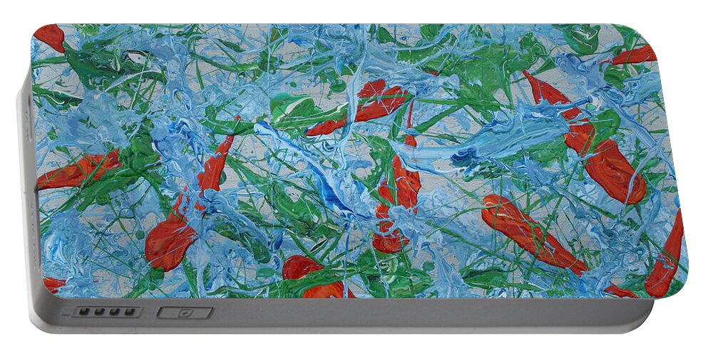 Paint Portable Battery Charger featuring the painting Washing Carrots in the Sink by Ric Bascobert