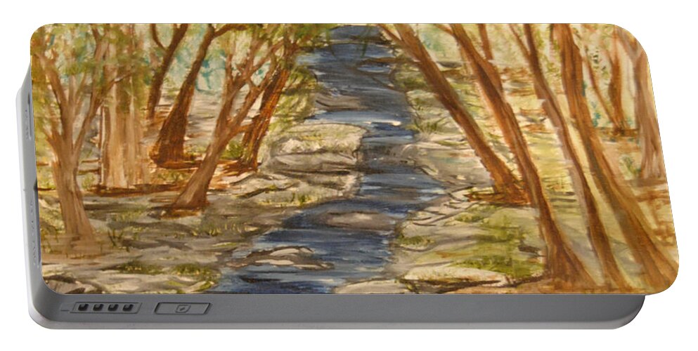 Stream Portable Battery Charger featuring the painting Washington Backcountry by Suzanne Surber