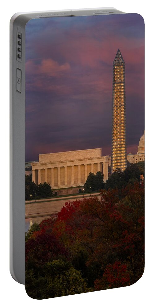 Nations Capitol Portable Battery Charger featuring the photograph Washington DC Iconic Landmarks by Susan Candelario