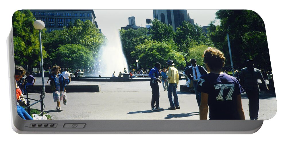 Washington Square Portable Battery Charger featuring the photograph Washington Square Park 1984 by Gordon James