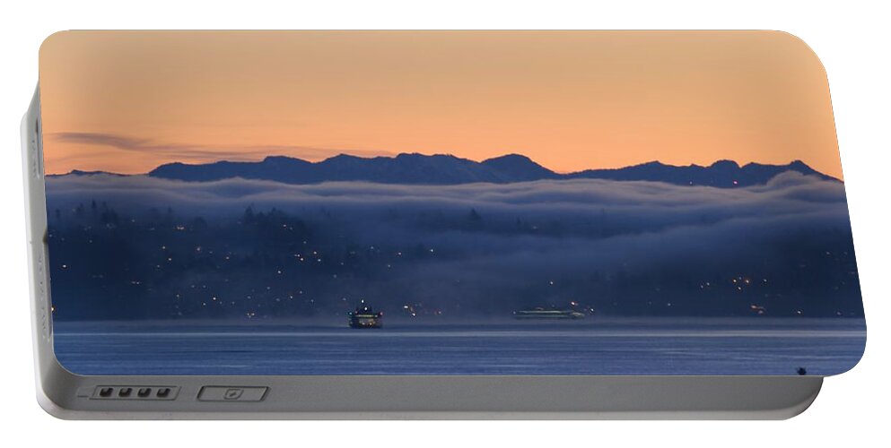Washington State Ferries Portable Battery Charger featuring the photograph Washington State Ferries at Dawn by E Faithe Lester