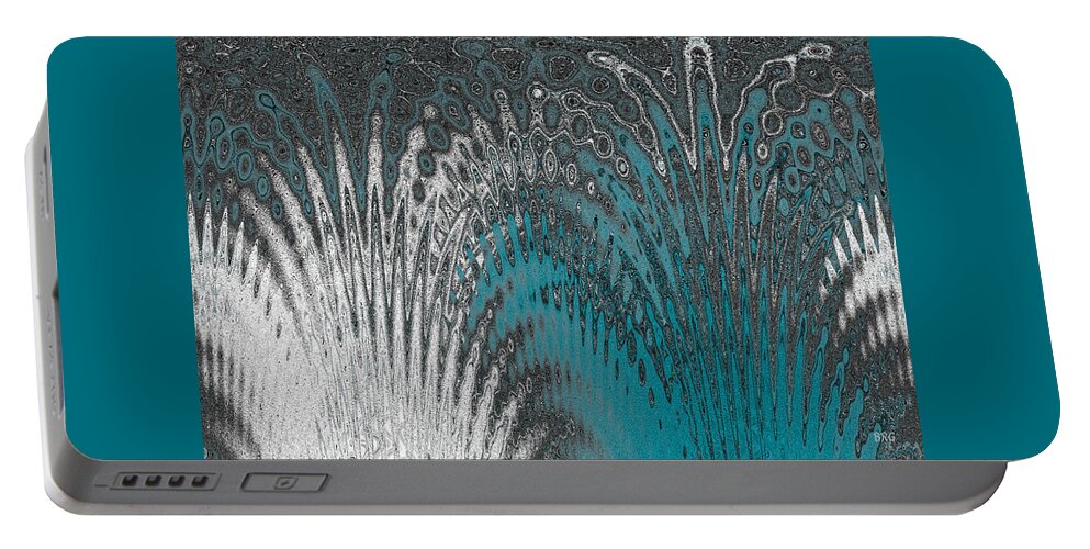 Blue Abstract Portable Battery Charger featuring the digital art Water And Ice - Blue Splash by Ben and Raisa Gertsberg